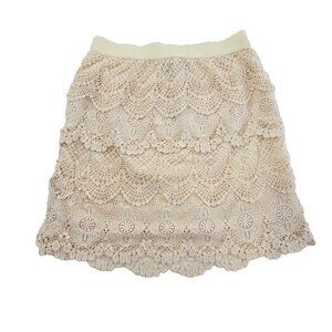 Origami by Vivien Cotton Lace Layered Miniskirt Small Slip Lined Countrycore EUC